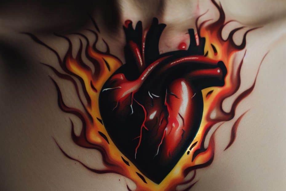 Heart on Fire Tattoo