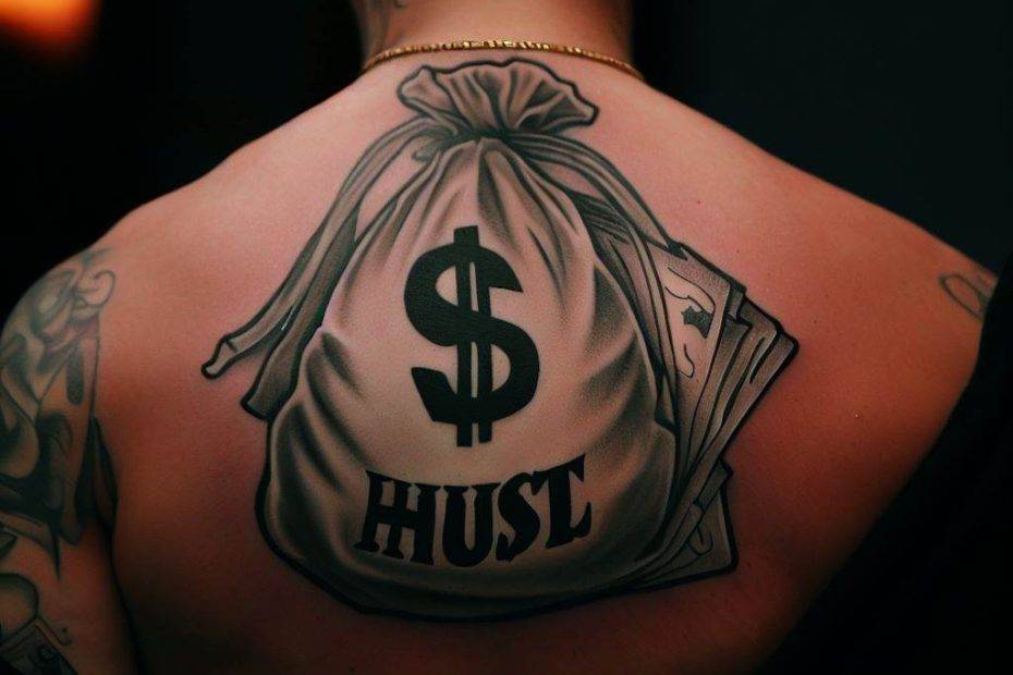 Hustle Money Bag Tattoo Drawing Ink for Your Unique Journey. Your