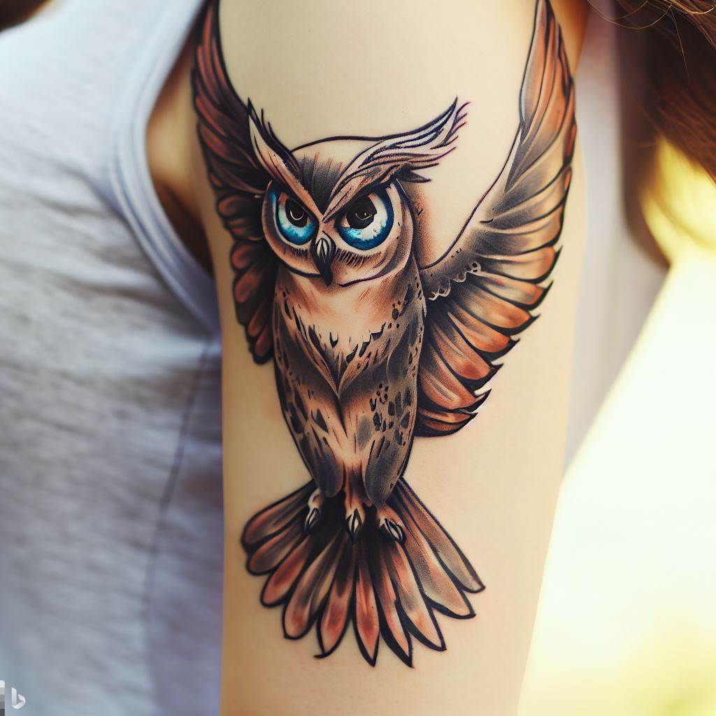 Flying Owl Tattoo