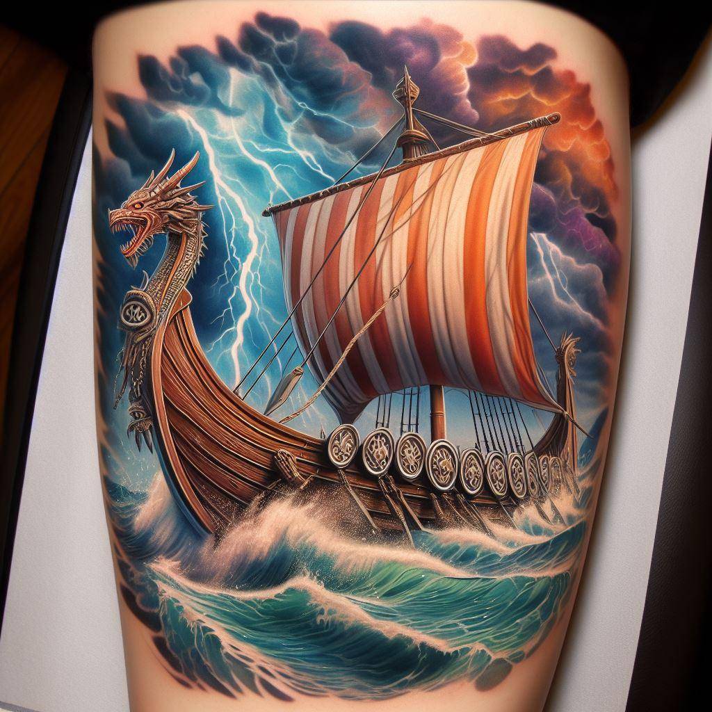 Viking Ship Tattoo