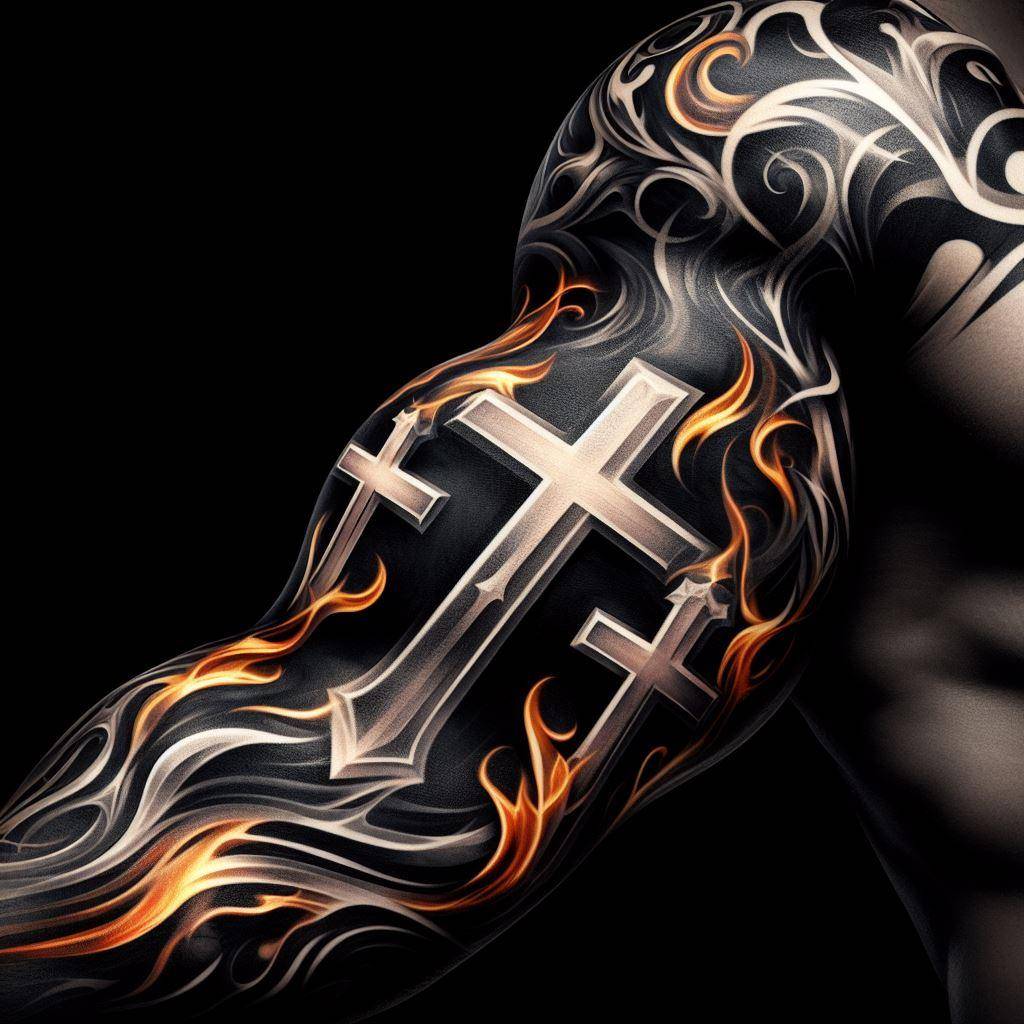 3 Cross Tattoo, Triple Cross Tattoo, Three Cross Tattoo