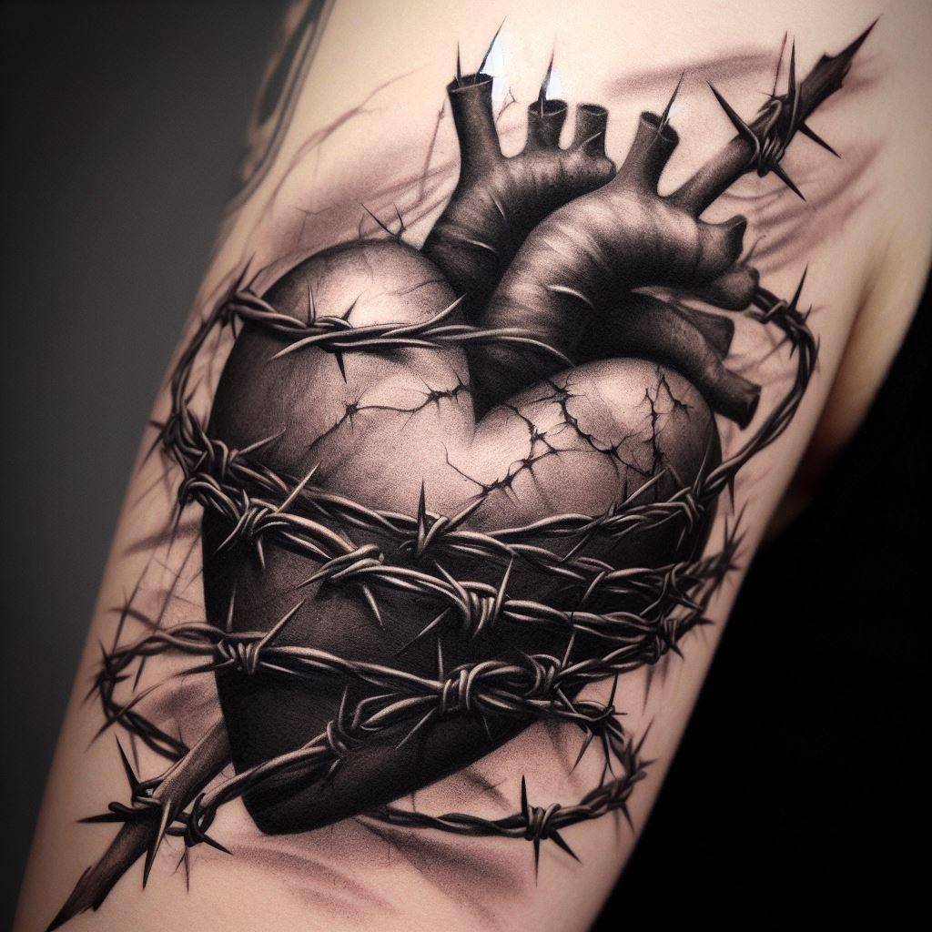 Barbed wire Heart Tattoo