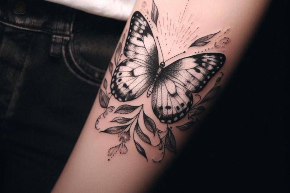 Black and White Butterfly Tattoo