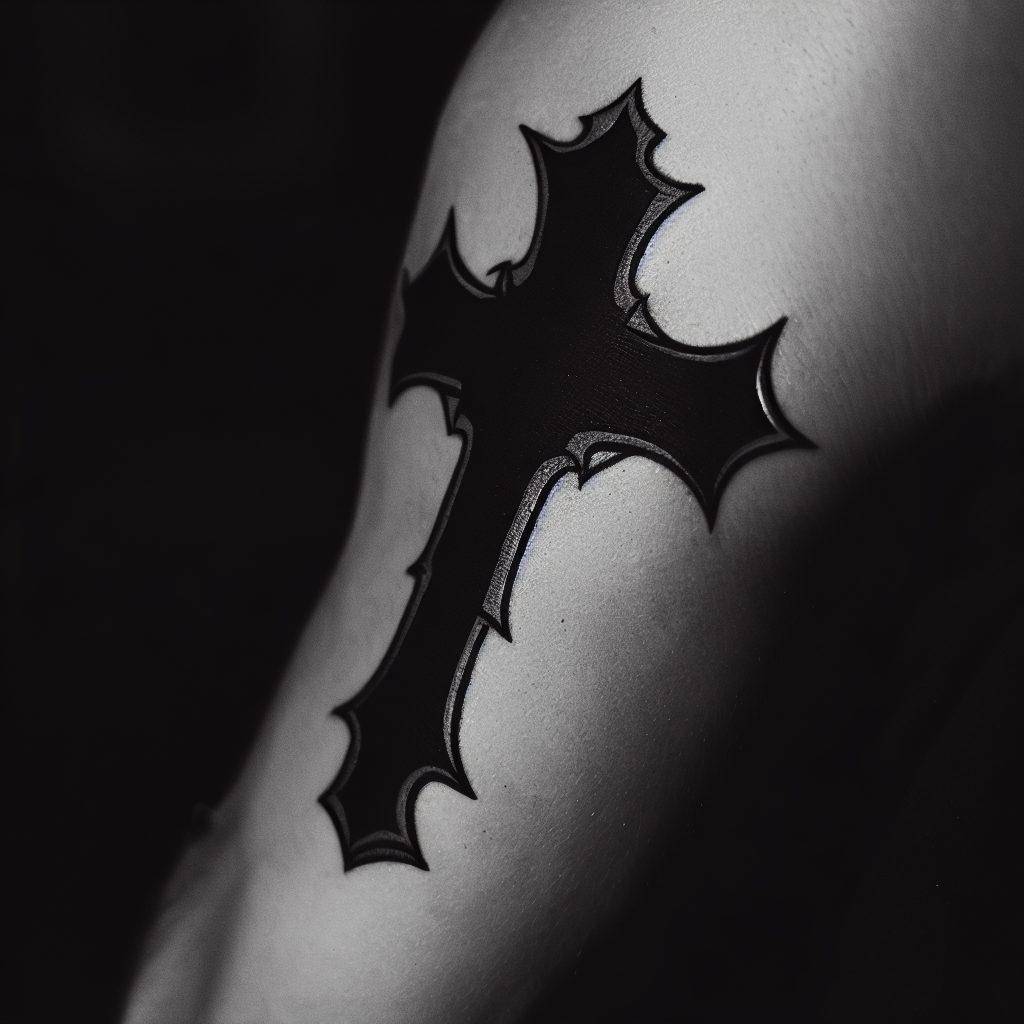 Black cross tattoo