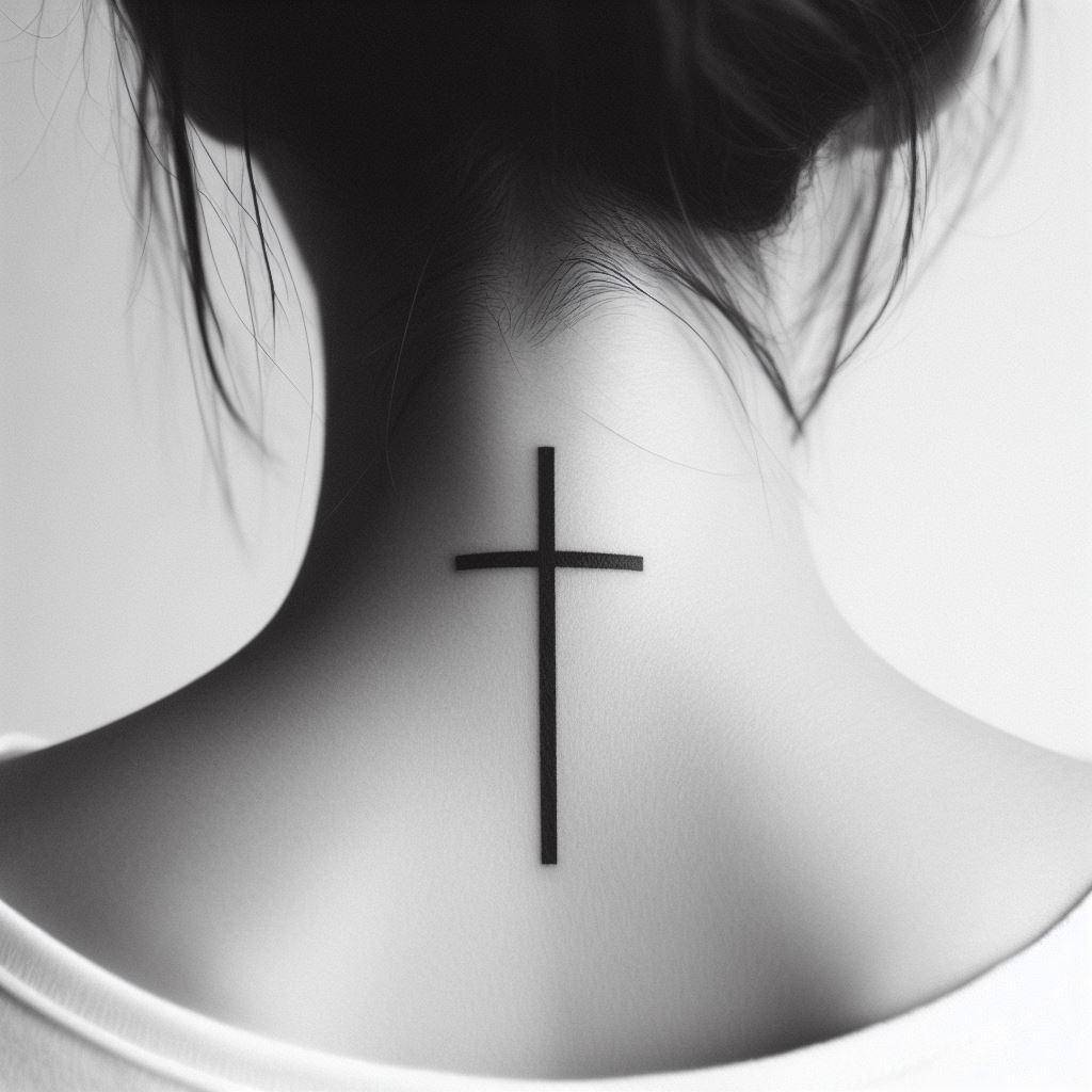 Black simple cross tattoo