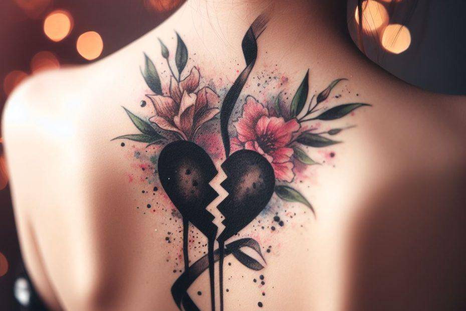 Black Broken Heart Tattoo