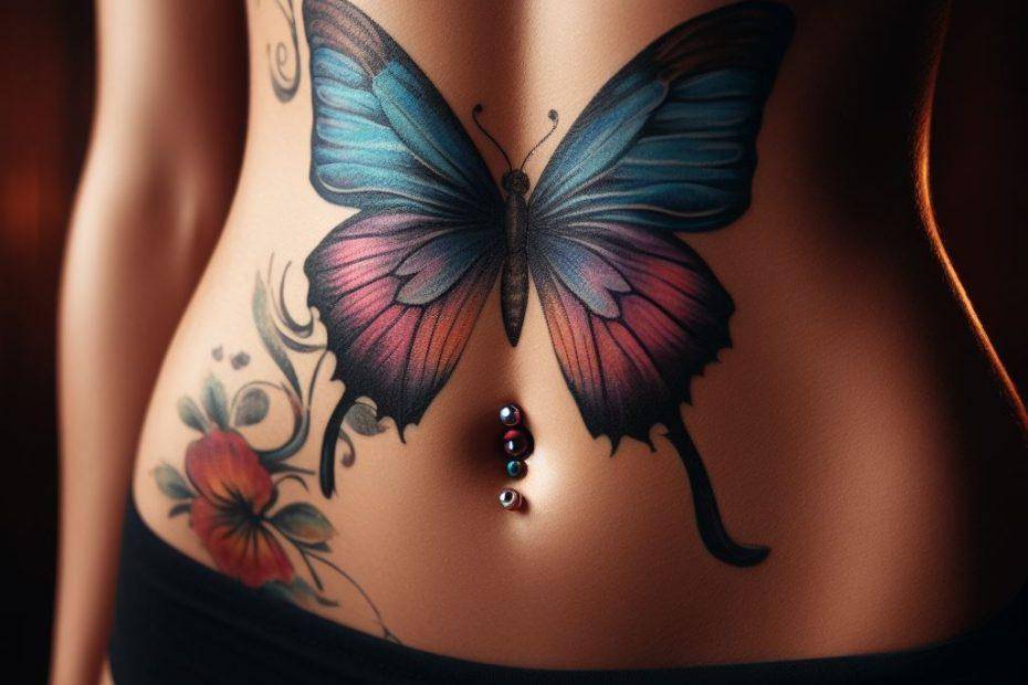 Butterfly Tattoo on Stomach