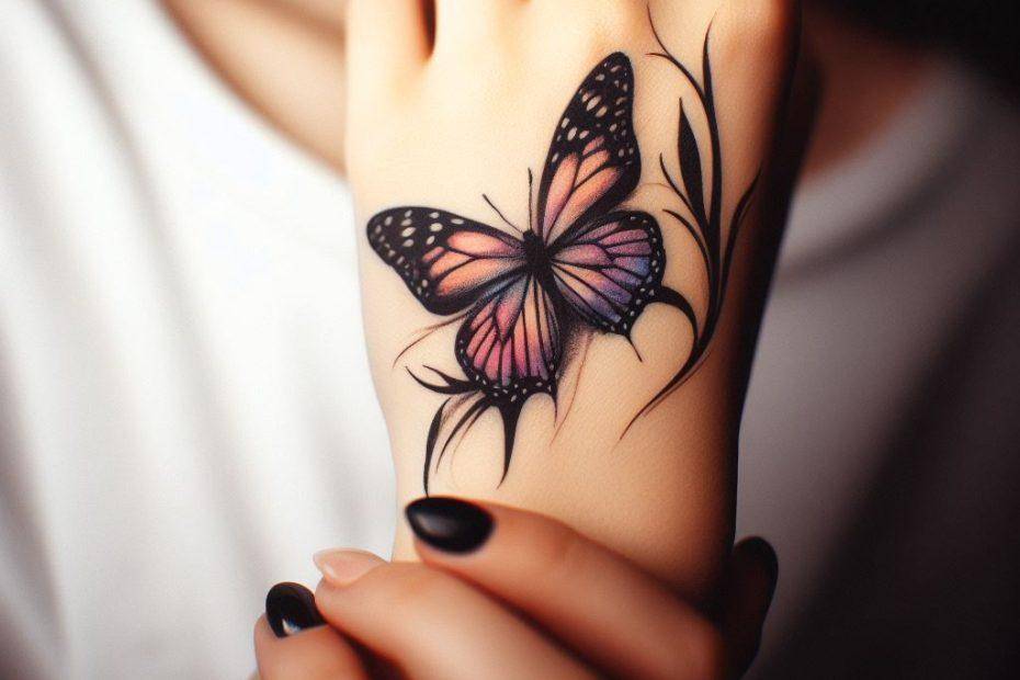 Butterfly Tattoo on hand for girl