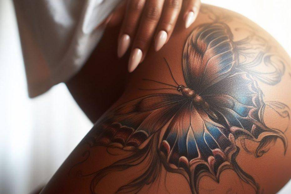 Butterfly Tattoo on thigh