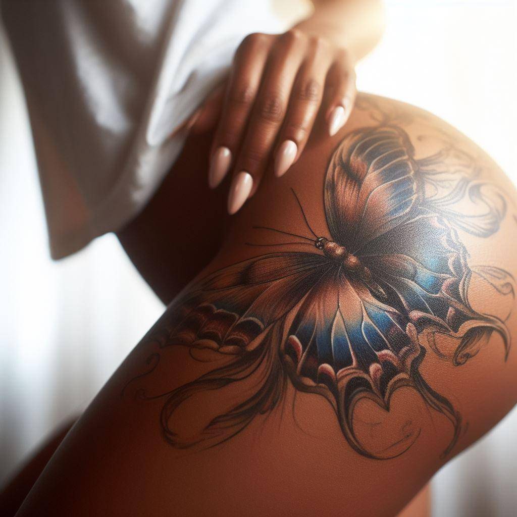 Butterfly Tattoo on thigh