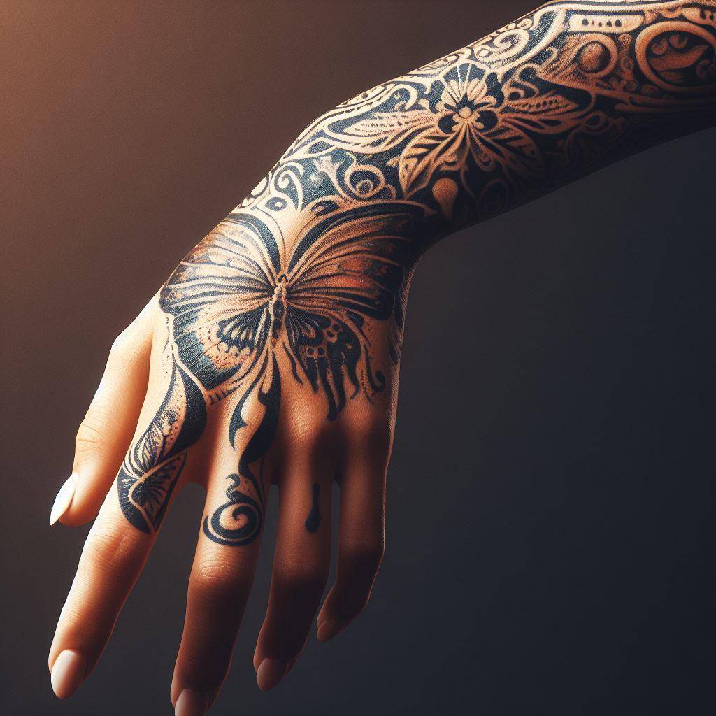 Butterfly hand Tattoo