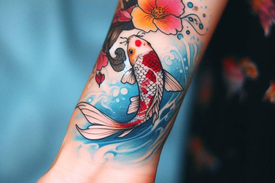 Feminine Small Koi Fish Tattoo