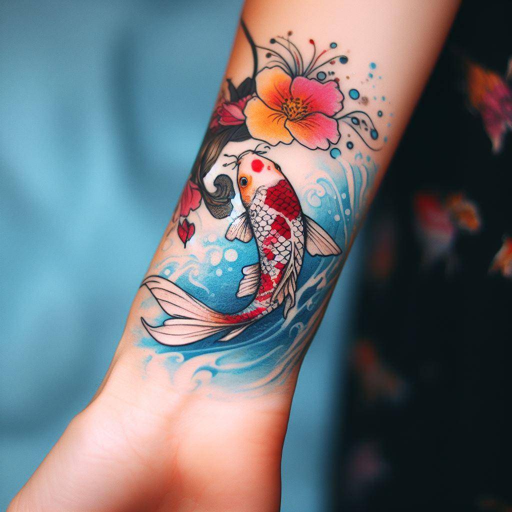 Feminine Small Koi Fish Tattoo