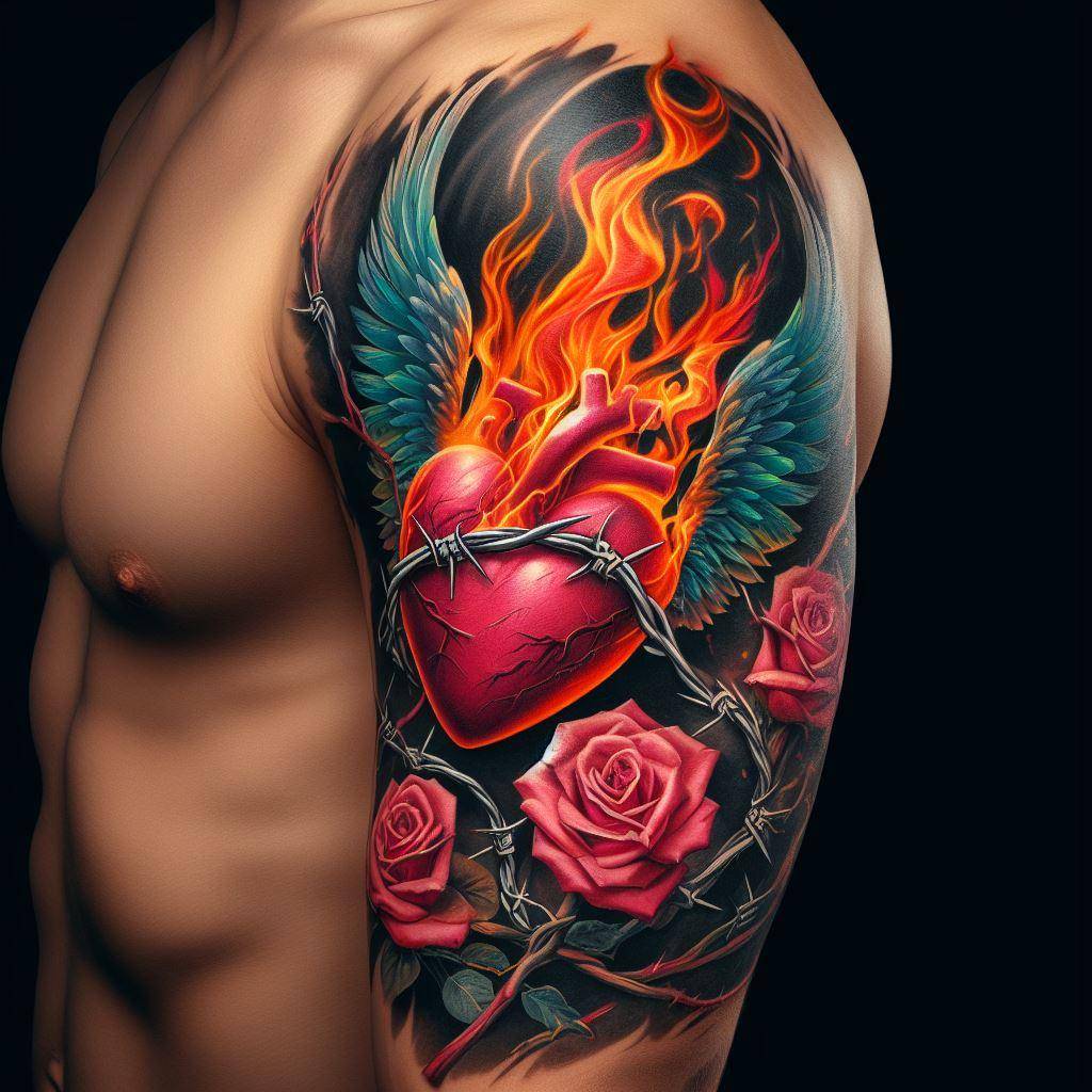 Flaming Heart Tattoo