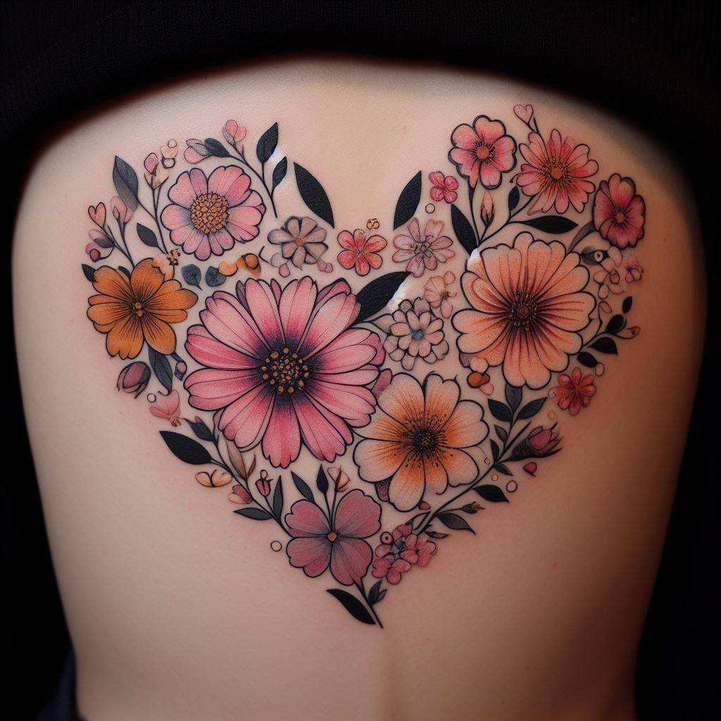 Flower Heart Tattoo