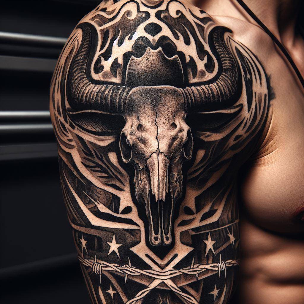 Longhorn Skull Tattoo