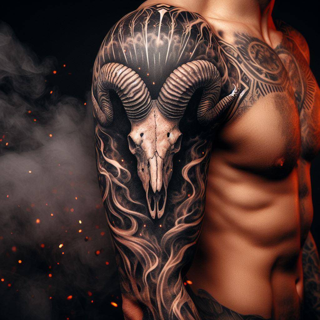 Ram Skull Tattoo