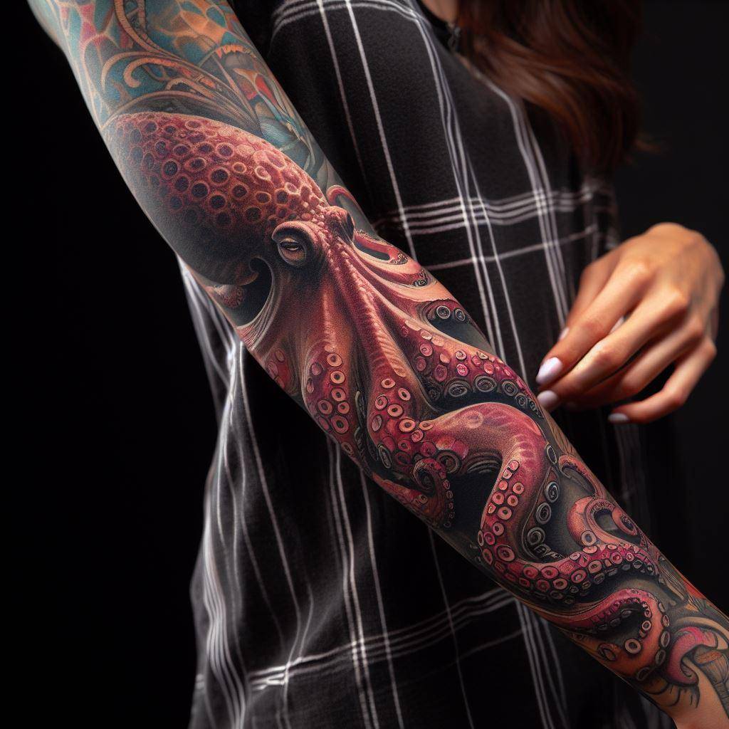 Red Octopus Tattoo