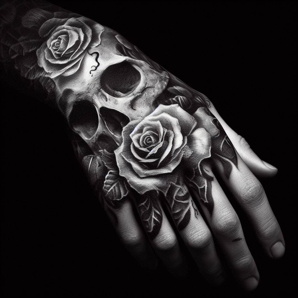 Rose Skeleton Hand Tattoo