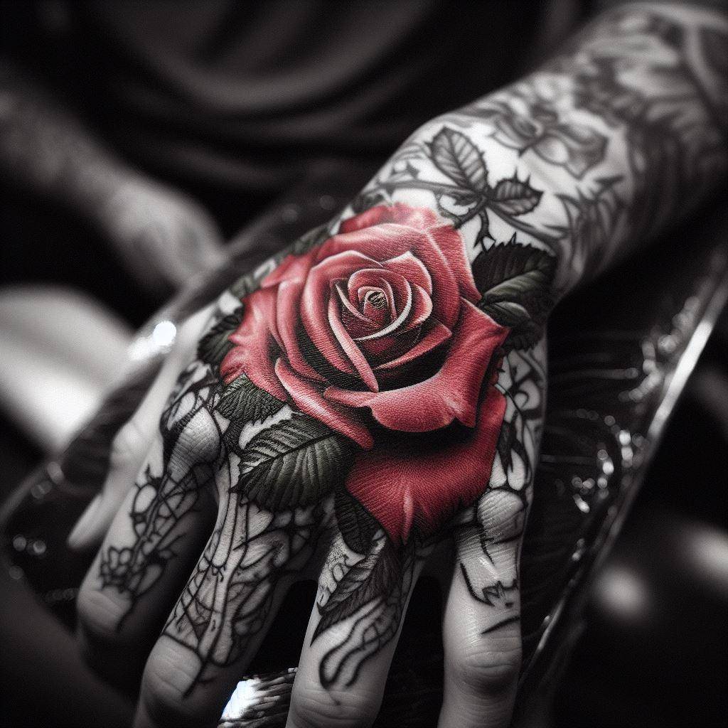 Rose Tattoo on hand