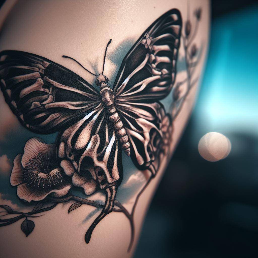 Skeleton Butterfly Tattoo