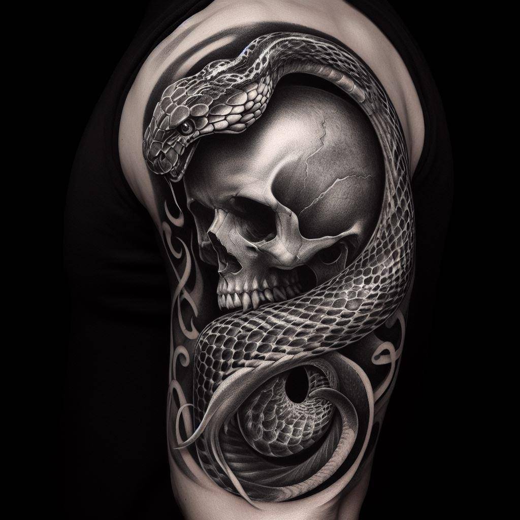 Snake and Skull Tattoo