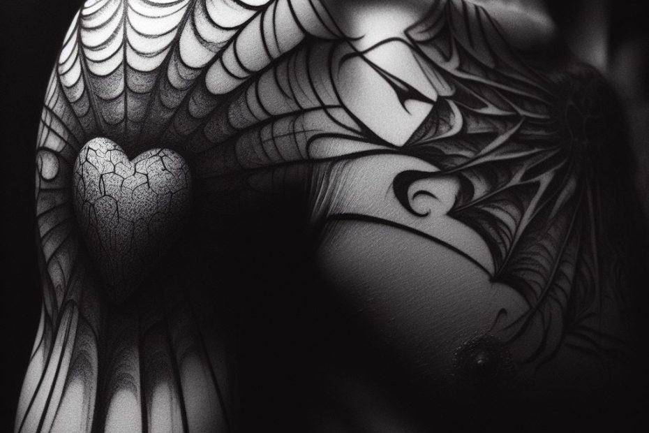 Spider Web Heart Tattoo