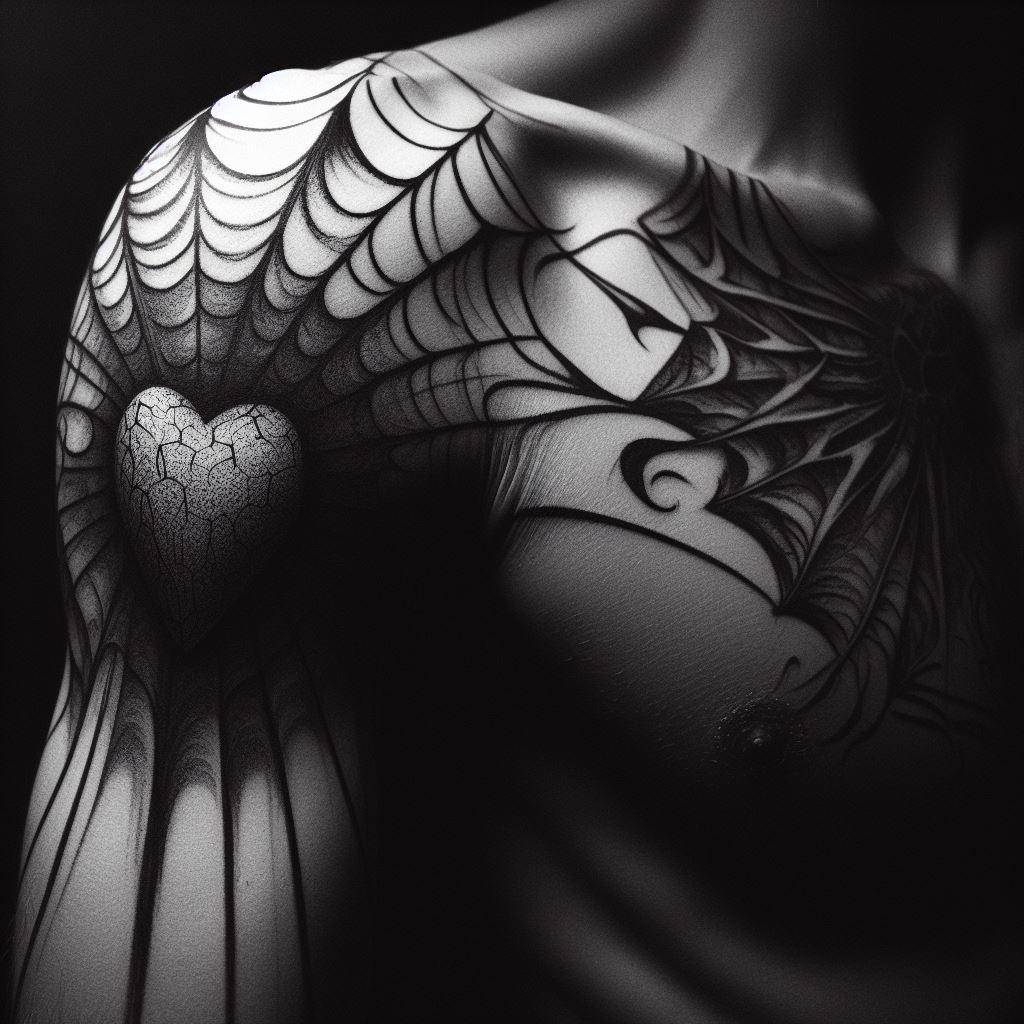 Spider Web Heart Tattoo