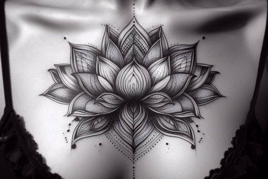 Sternum Lotus Tattoo