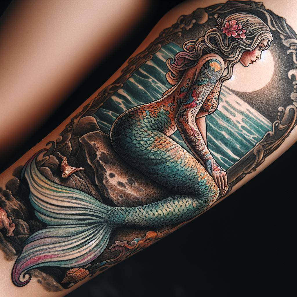 Traditional Mermaid Tattoo