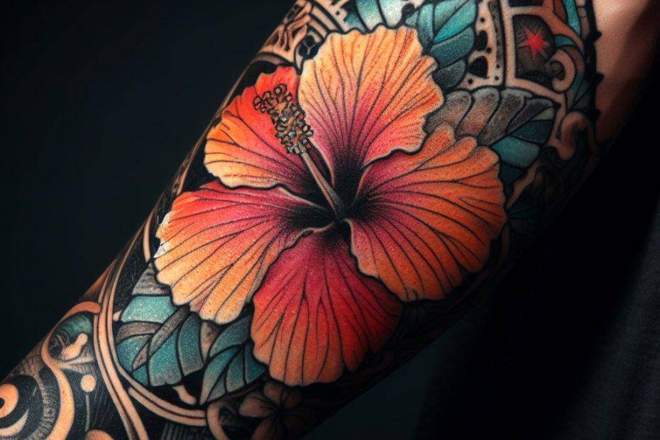 Traditional flower tattoo