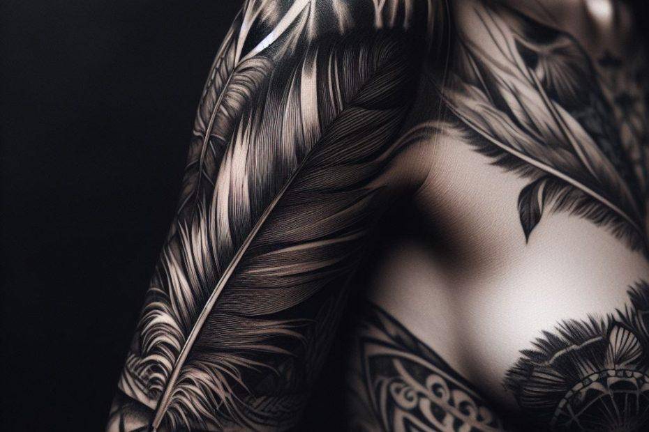 Turkey feather tattoo