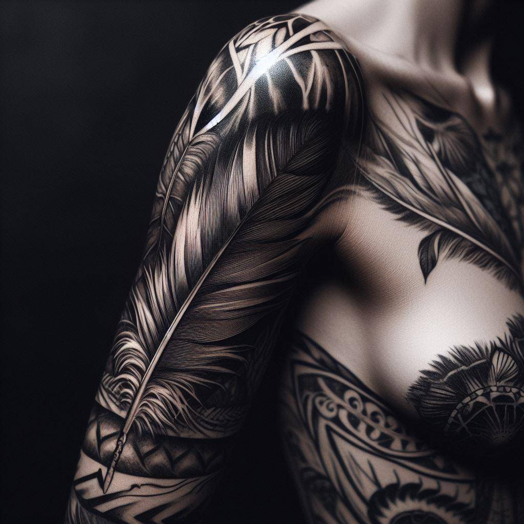 Turkey feather tattoo