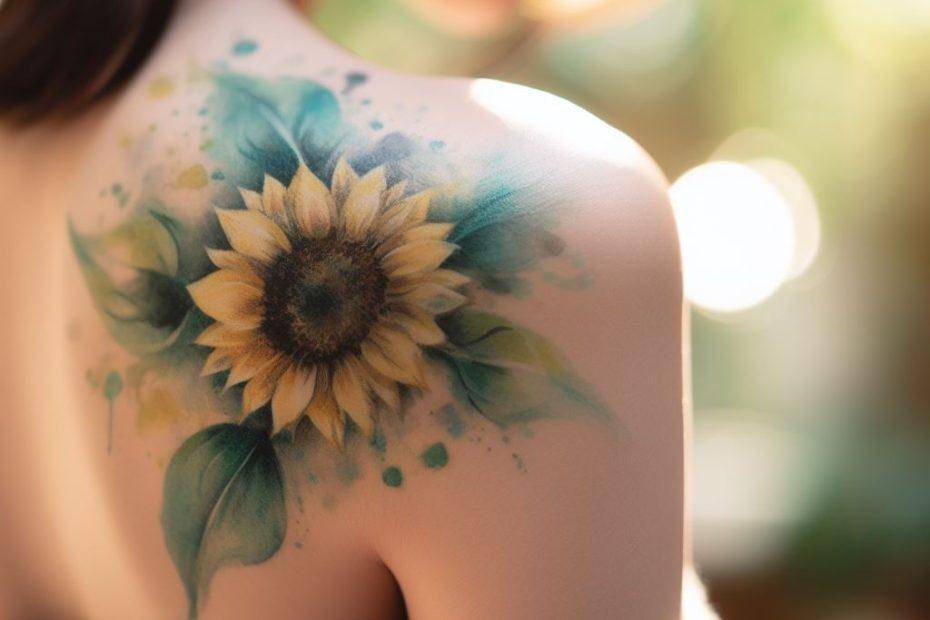 Watercolor Sunflower Tattoo