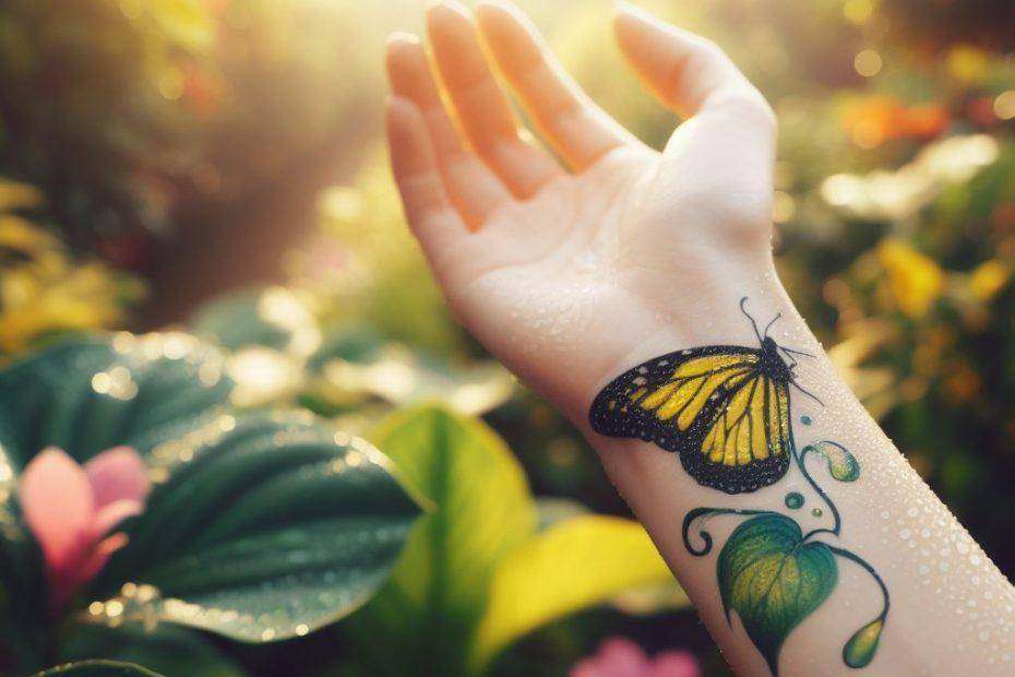 Yellow Butterfly Tattoo