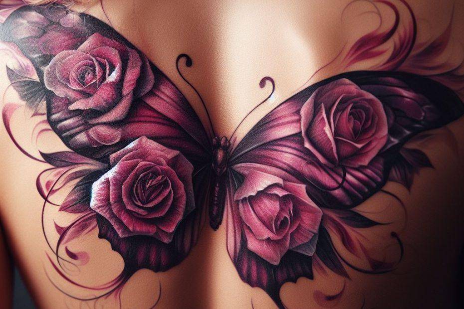 rose butterfly tattoo