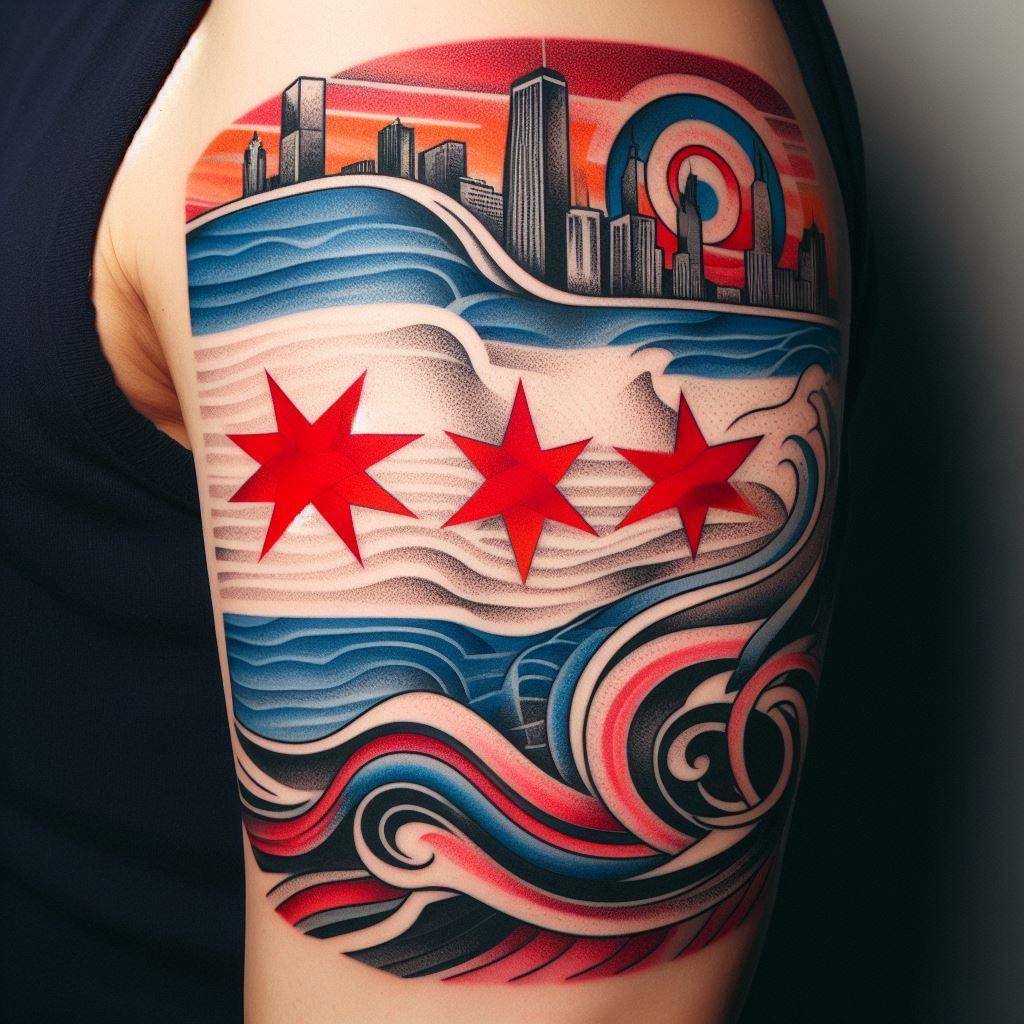 Chicago Flag Tattoo