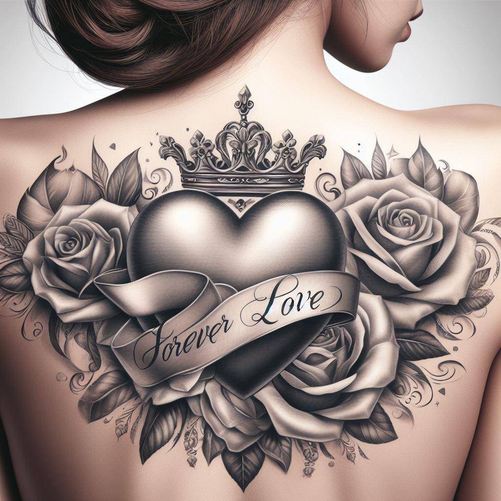 Heart with Crown Tattoo