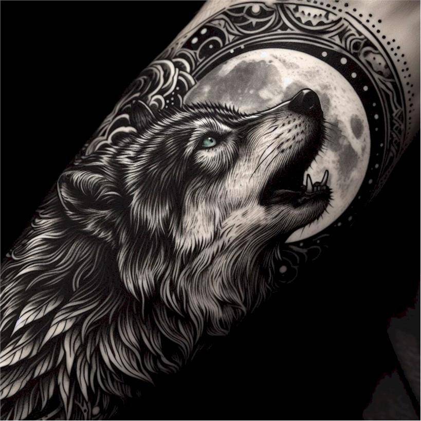 Howling Wolf Tattoo