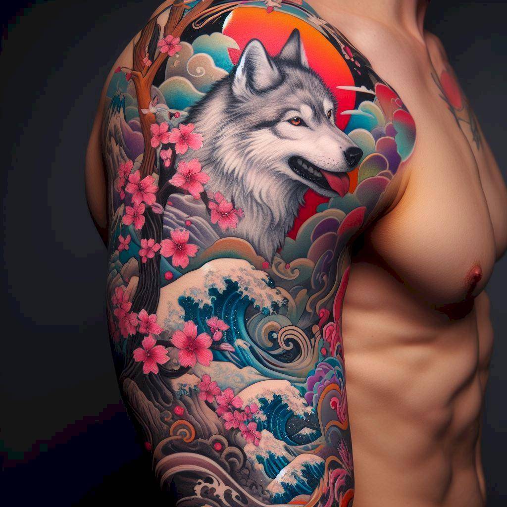 Japanese Wolf Tattoo