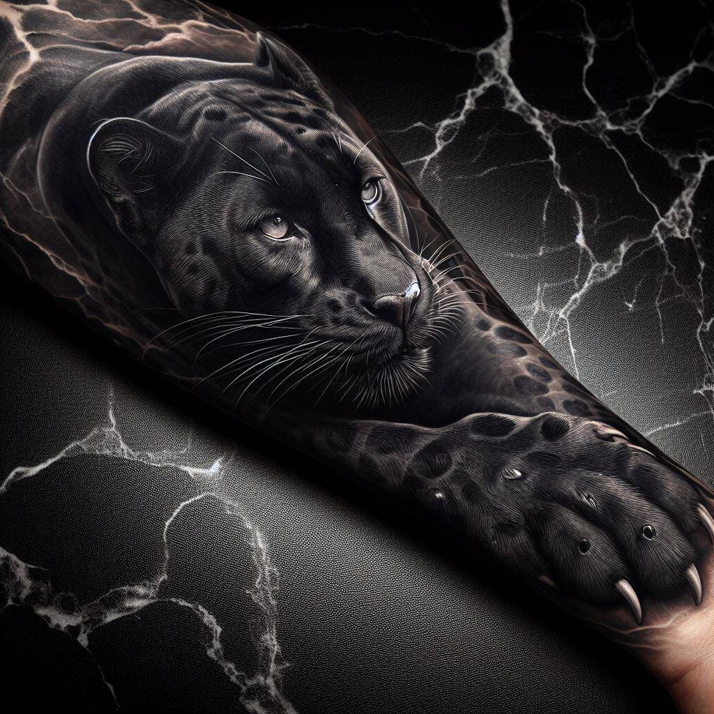 Realistic Black Panther Tattoo