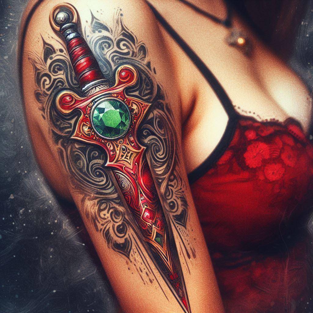 Red Dagger Tattoo