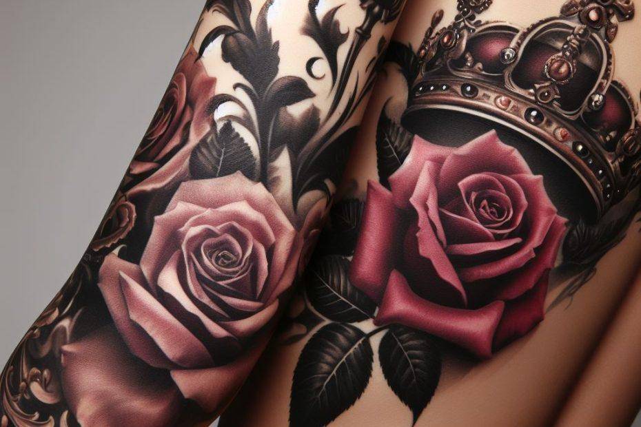 Rose and Crown Tattoo