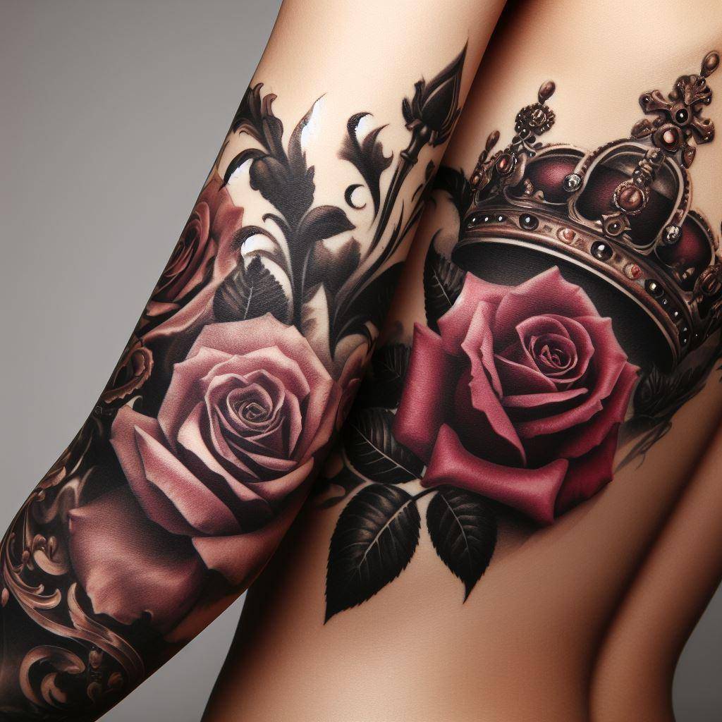 Rose and Crown Tattoo