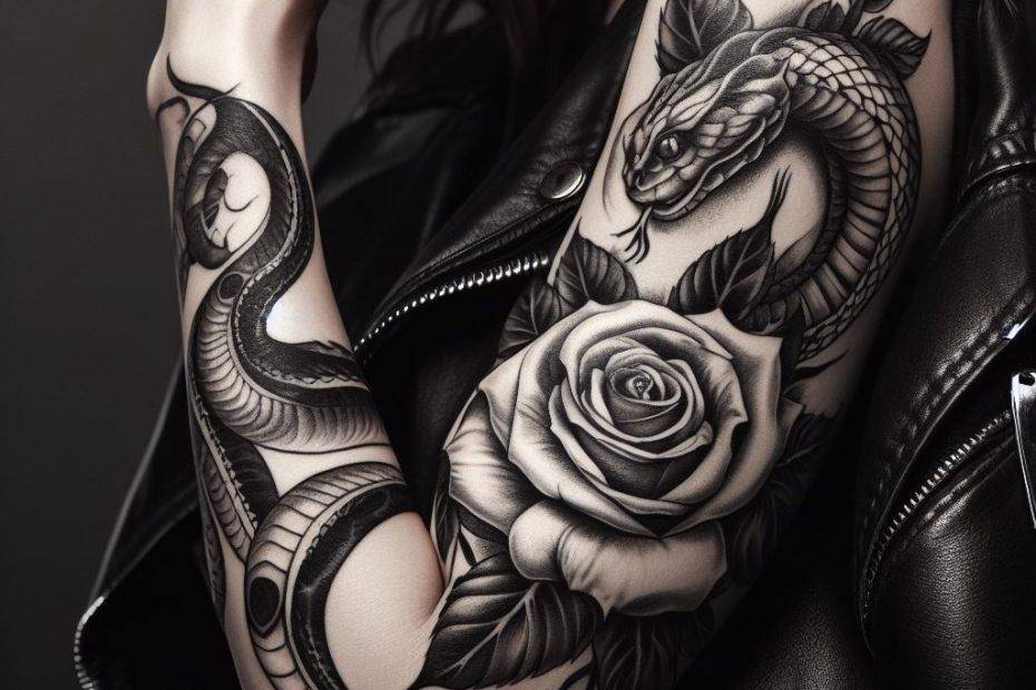 Rose and Snake Tattoo