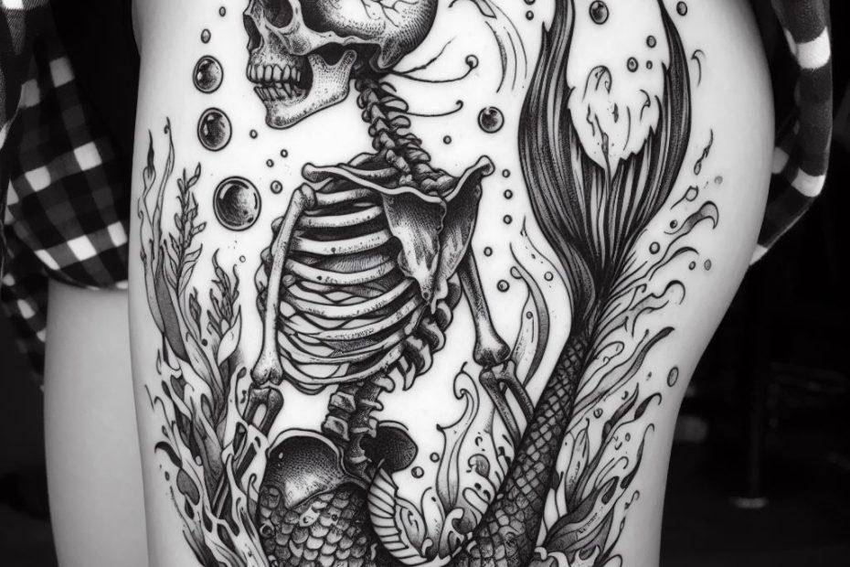 Skeleton Mermaid Tattoo
