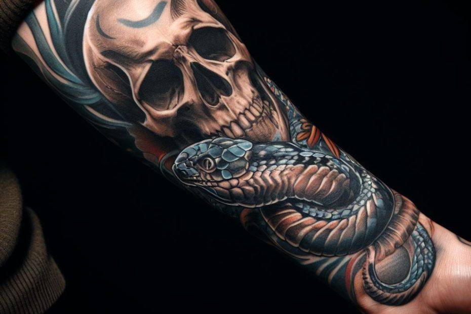 Skull and Snake Tattoo