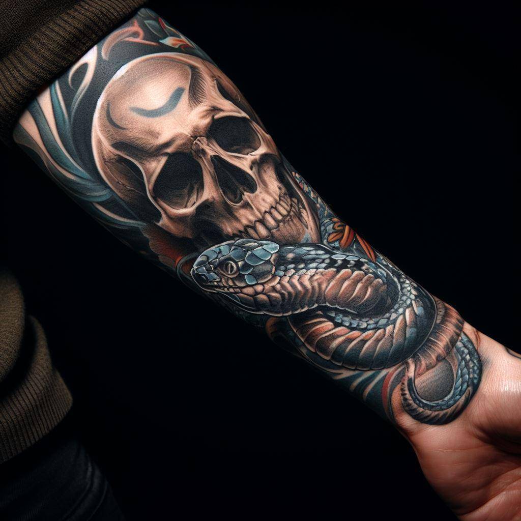 Skull and Snake Tattoo
