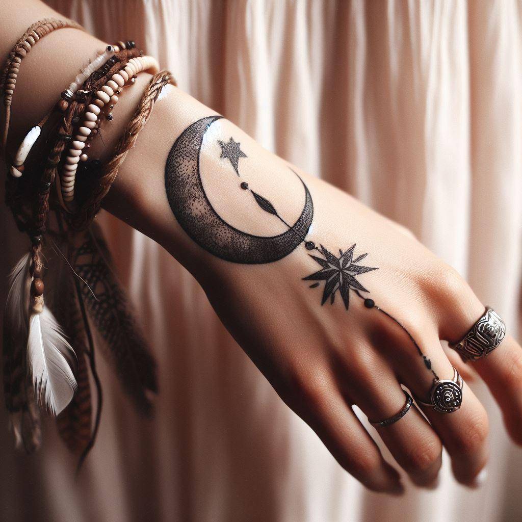 Star and Moon Tattoo