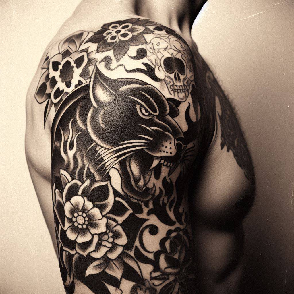 Traditional Panther Tattoo